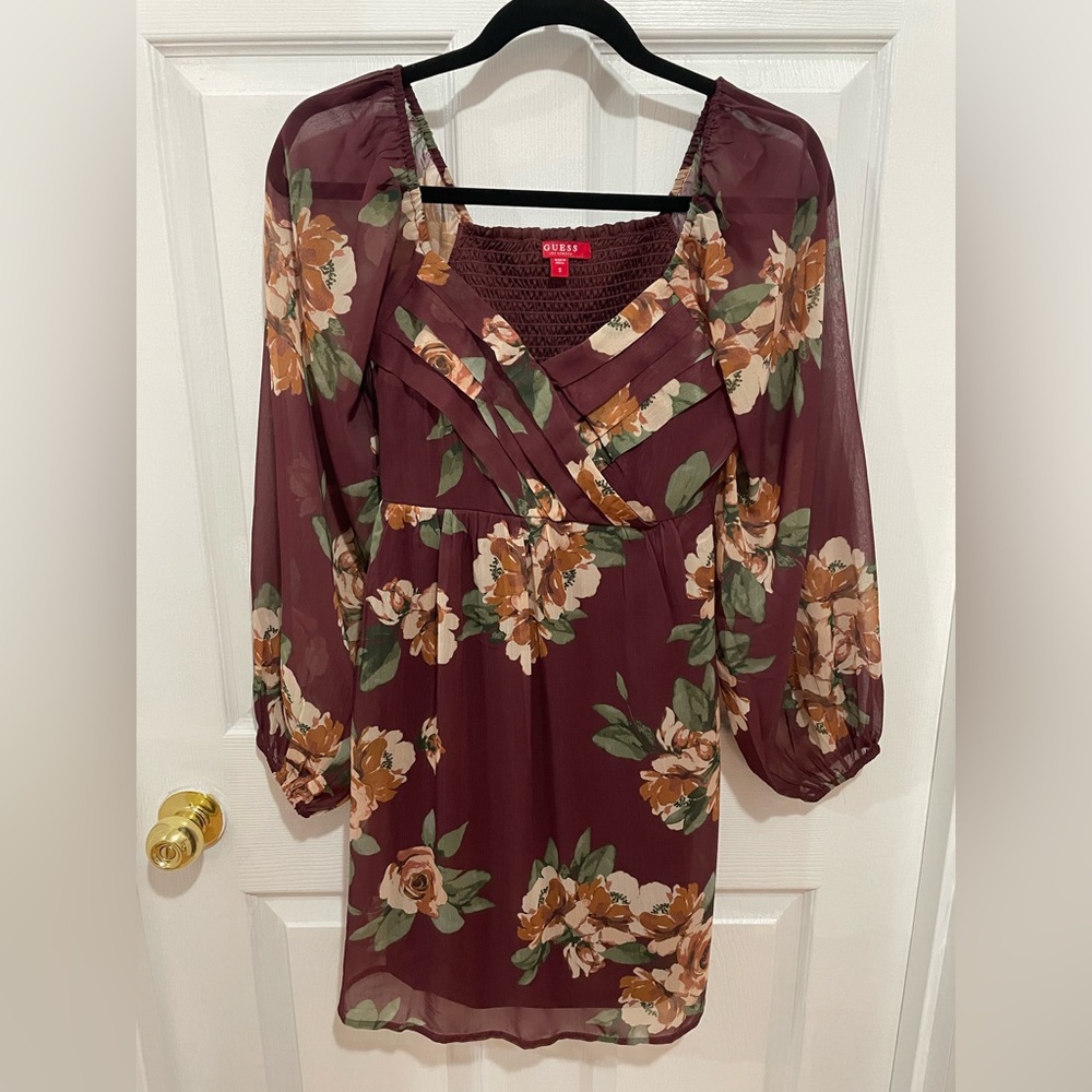 Guess Burgundy Floral Dress